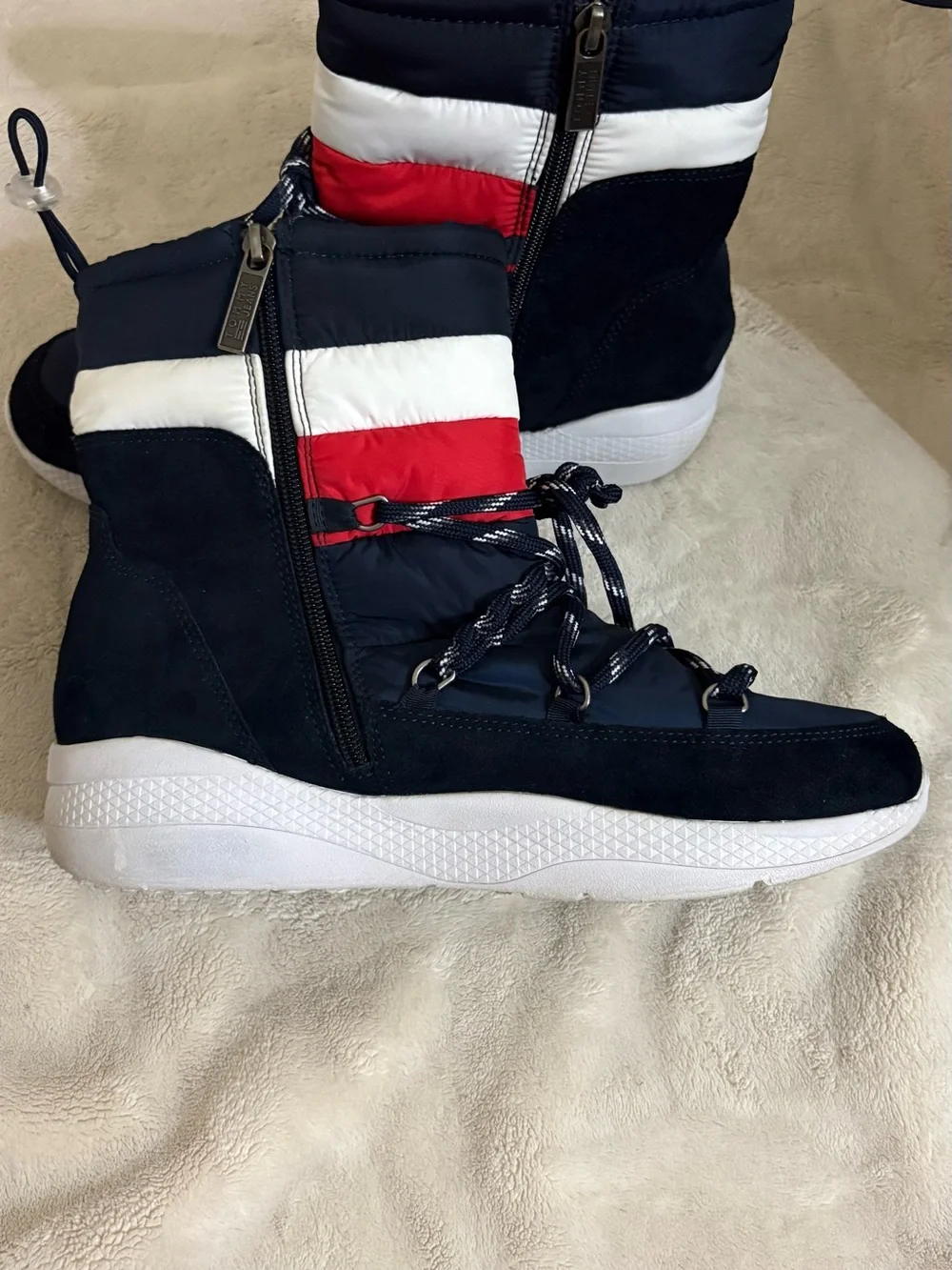 Tommy Jeans Navy Red White High-Top SnowBoots